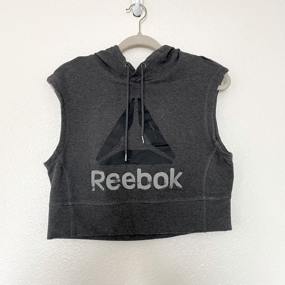 Reebok Crop Hoodie, Charcoal Grey, Small